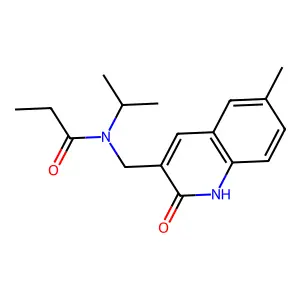 N-[(6-methyl-2-oxo-1H-quinolin-3-yl)methyl]-N-propan-2-ylpropanamide structure