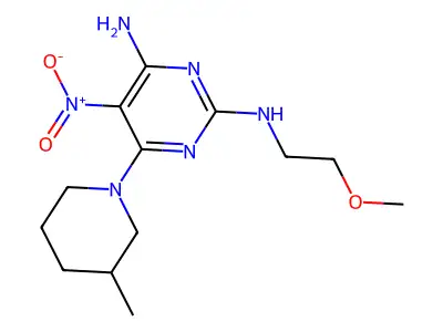 2-N-(2-methoxyethyl)-6-(3-methylpiperidin-1-yl)-5-nitropyrimidine-2,4-diamine structure
