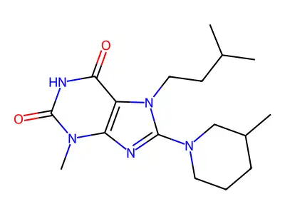 3-Methyl-7-(3-methylbutyl)-8-(3-methylpiperidin-1-yl)purine-2,6-dione structure