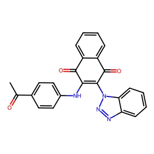 2-((4-acetylphenyl)amino)-3-(1H-benzo[d][1,2,3]triazol-1-yl)naphthalene-1,4-dione structure
