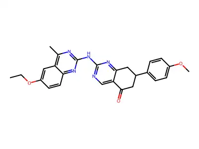 2-[(6-ethoxy-4-methylquinazolin-2-yl)amino]-7-(4-methoxyphenyl)-7,8-dihydroquinazolin-5(6H)-one structure