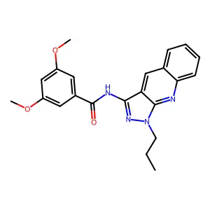 3,5-dimethoxy-N-(1-propyl-1H-pyrazolo[3,4-b]quinolin-3-yl)benzamide structure