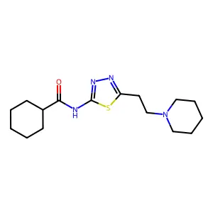 N-[5-(2-piperidin-1-ylethyl)-1,3,4-thiadiazol-2-yl]cyclohexanecarboxamide structure