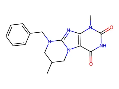 9-benzyl-1,7-dimethyl-7,8-dihydro-6H-purino[7,8-a]pyrimidine-2,4-dione structure