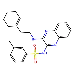 N-[3-[2-(cyclohexen-1-yl)ethylamino]quinoxalin-2-yl]-3-methylbenzenesulfonamide structure