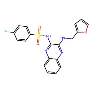 4-fluoro-N-(3-((furan-2-ylmethyl)amino)quinoxalin-2-yl)benzenesulfonamide structure