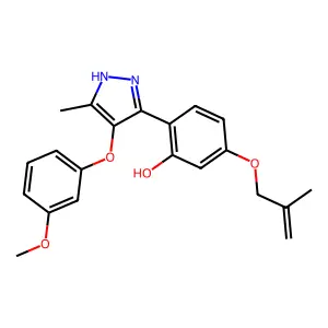 2-(4-(3-methoxyphenoxy)-5-methyl-1H-pyrazol-3-yl)-5-((2-methylallyl)oxy)phenol structure