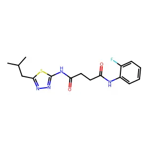 N-(2-fluorophenyl)-N'-[5-(2-methylpropyl)-1,3,4-thiadiazol-2-yl]butanediamide structure