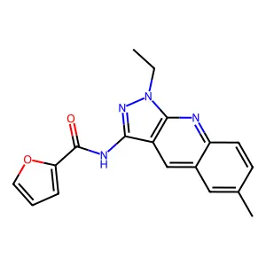 N-(1-ethyl-6-methylpyrazolo[3,4-b]quinolin-3-yl)furan-2-carboxamide structure