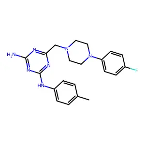 6-{[4-(4-fluorophenyl)piperazin-1-yl]methyl}-N-(4-methylphenyl)-1,3,5-triazine-2,4-diamine structure