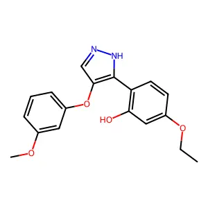5-ethoxy-2-[4-(3-methoxyphenoxy)-1H-pyrazol-3-yl]phenol structure