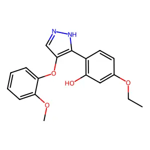 5-ethoxy-2-[4-(2-methoxyphenoxy)-1H-pyrazol-3-yl]phenol structure