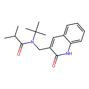 N-tert-butyl-2-methyl-N-[(2-oxo-1H-quinolin-3-yl)methyl]propanamide structure