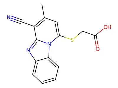 [(4-Cyano-3-methylpyrido[1,2-a]benzimidazol-1-yl)thio]acetic acid structure