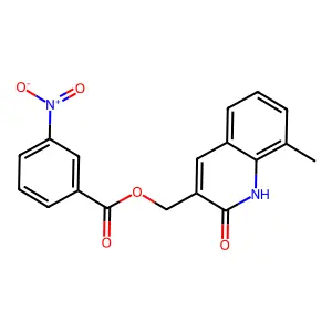 (8-methyl-2-oxo-1H-quinolin-3-yl)methyl 3-nitrobenzoate structure