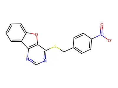 4-((4-Nitrobenzyl)thio)benzofuro[3,2-d]pyrimidine structure