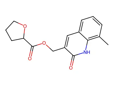 (8-methyl-2-oxo-1H-quinolin-3-yl)methyl oxolane-2-carboxylate structure