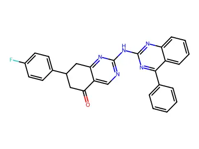 7-(4-fluorophenyl)-2-[(4-phenylquinazolin-2-yl)amino]-7,8-dihydroquinazolin-5(6H)-one structure