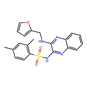 N-(3-((furan-2-ylmethyl)amino)quinoxalin-2-yl)-2,4-dimethylbenzenesulfonamide structure