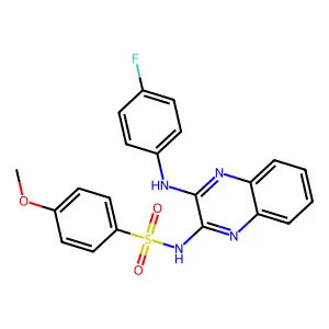 N-(3-((4-fluorophenyl)amino)quinoxalin-2-yl)-4-methoxybenzenesulfonamide structure