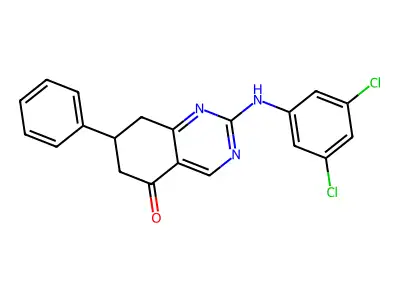 2-[(3,5-dichlorophenyl)amino]-7-phenyl-7,8-dihydroquinazolin-5(6H)-one structure