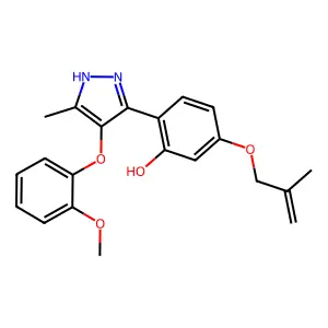 2-(4-(2-methoxyphenoxy)-5-methyl-1H-pyrazol-3-yl)-5-((2-methylallyl)oxy)phenol structure