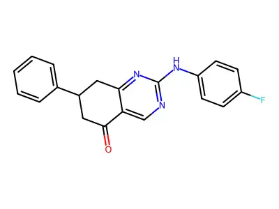 2-[(4-fluorophenyl)amino]-7-phenyl-7,8-dihydroquinazolin-5(6H)-one structure