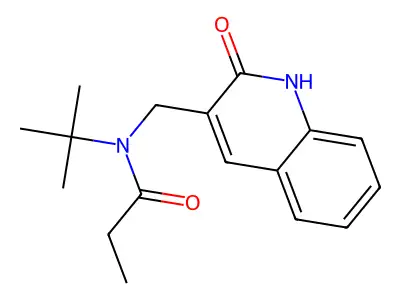 N-tert-butyl-N-[(2-oxo-1H-quinolin-3-yl)methyl]propanamide structure