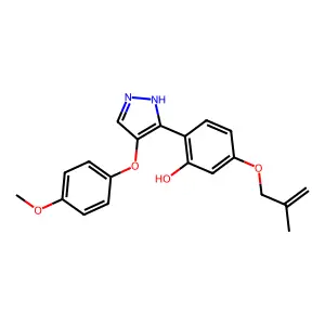 2-(4-(4-methoxyphenoxy)-1H-pyrazol-3-yl)-5-((2-methylallyl)oxy)phenol structure