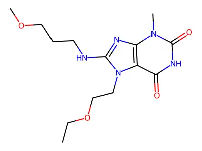 7-(2-ethoxyethyl)-8-((3-methoxypropyl)amino)-3-methyl-1H-purine-2,6(3H,7H)-dione structure