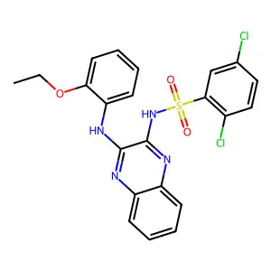 2,5-dichloro-N-{3-[(2-ethoxyphenyl)amino]quinoxalin-2-yl}benzenesulfonamide structure