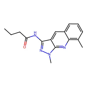N-(1,8-dimethylpyrazolo[3,4-b]quinolin-3-yl)butanamide structure
