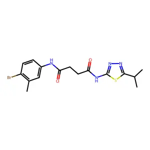 N1-(4-bromo-3-methylphenyl)-N4-(5-isopropyl-1,3,4-thiadiazol-2-yl)succinamide structure