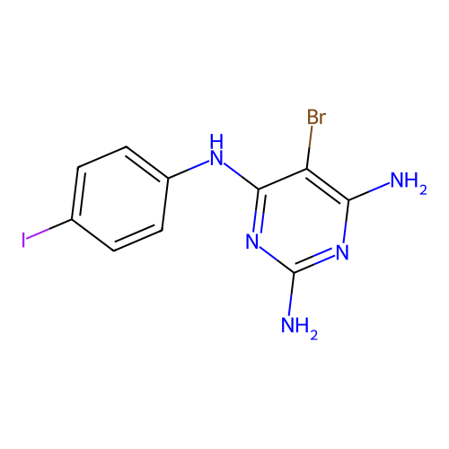 5-bromo-4-N-(4-iodophenyl)pyrimidine-2,4,6-triamine structure
