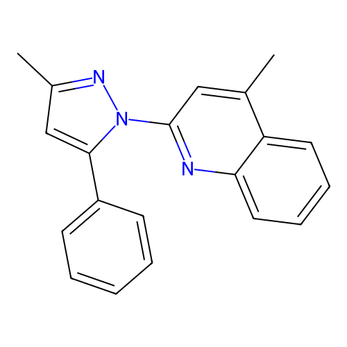 4-methyl-2-(3-methyl-5-phenyl-1H-pyrazol-1-yl)quinoline structure