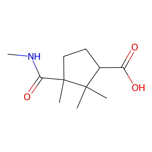 2,2,3-Trimethyl-3-(methylcarbamoyl)cyclopentane-1-carboxylic acid structure