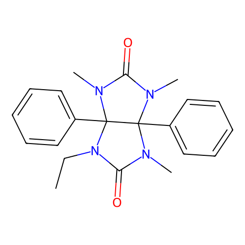 1-ethyl-3,4,6-trimethyl-3a,6a-diphenyltetrahydroimidazo[4,5-d]imidazole-2,5(1H,3H)-dione structure