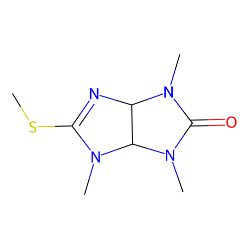1,3,6-trimethyl-5-(methylthio)-3,3a,6,6a-tetrahydroimidazo[4,5-d]imidazol-2(1H)-one structure
