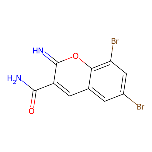 6,8-dibromo-2-imino-2H-chromene-3-carboxamide structure