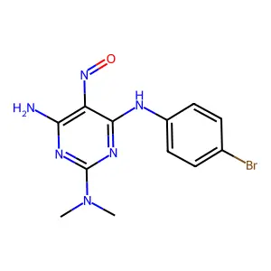 4-N-(4-bromophenyl)-2-N,2-N-dimethyl-5-nitrosopyrimidine-2,4,6-triamine structure