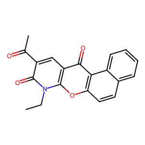 10-acetyl-8-ethyl-8H-benzo[5,6]chromeno[2,3-b]pyridine-9,12- structure