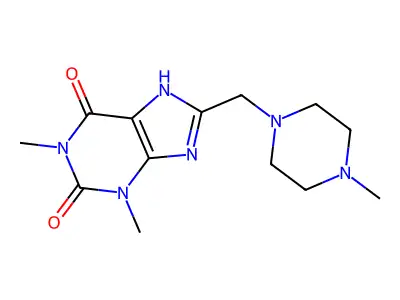 1,3-dimethyl-8-[(4-methylpiperazin-1-yl)methyl]-7H-purine-2,6-dione structure