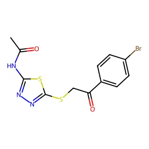 N-(5-{[2-(4-bromophenyl)-2-oxoethyl]sulfanyl}-1,3,4-thiadiazol-2-yl)acetamide structure