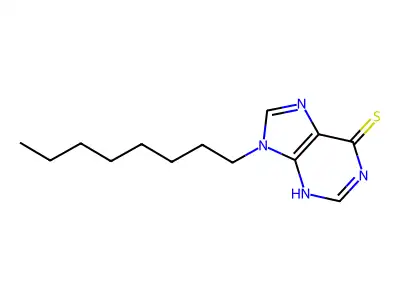 9-octyl-3H-purine-6-thione structure