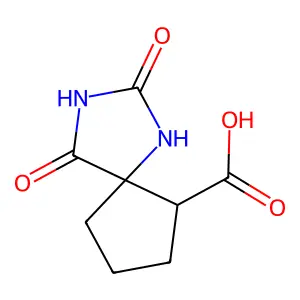 2,4-Dioxo-1,3-diazaspiro(4.4)nonane-6-carboxylic acid structure