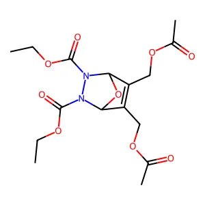 diethyl 5,6-bis(acetyloxymethyl)-7-oxa-2,3-diazabicyclo[2.2.1]hept-5-ene-2,3-dicarboxylate structure