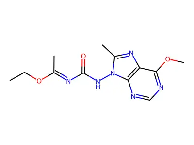 ethyl N-[(6-methoxy-8-methylpurin-9-yl)carbamoyl]ethanimidate structure