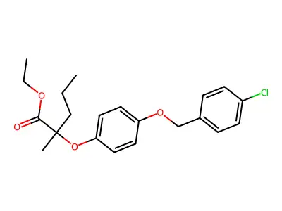 Ethyl (+-)-2-(4-((4-chlorophenyl)methoxy)phenoxy)-2-methylpentanoate structure