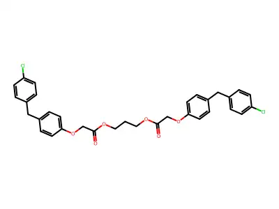 Acetic acid, (4-((4-chlorophenyl)methyl)phenoxy)-, 1,3-propanediyl ester structure