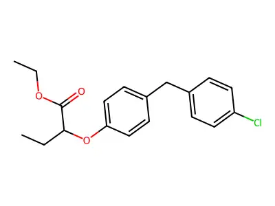 Butanoic acid, 2-(4-((4-chlorophenyl)methyl)phenoxy)-, ethyl ester, (+-)- structure